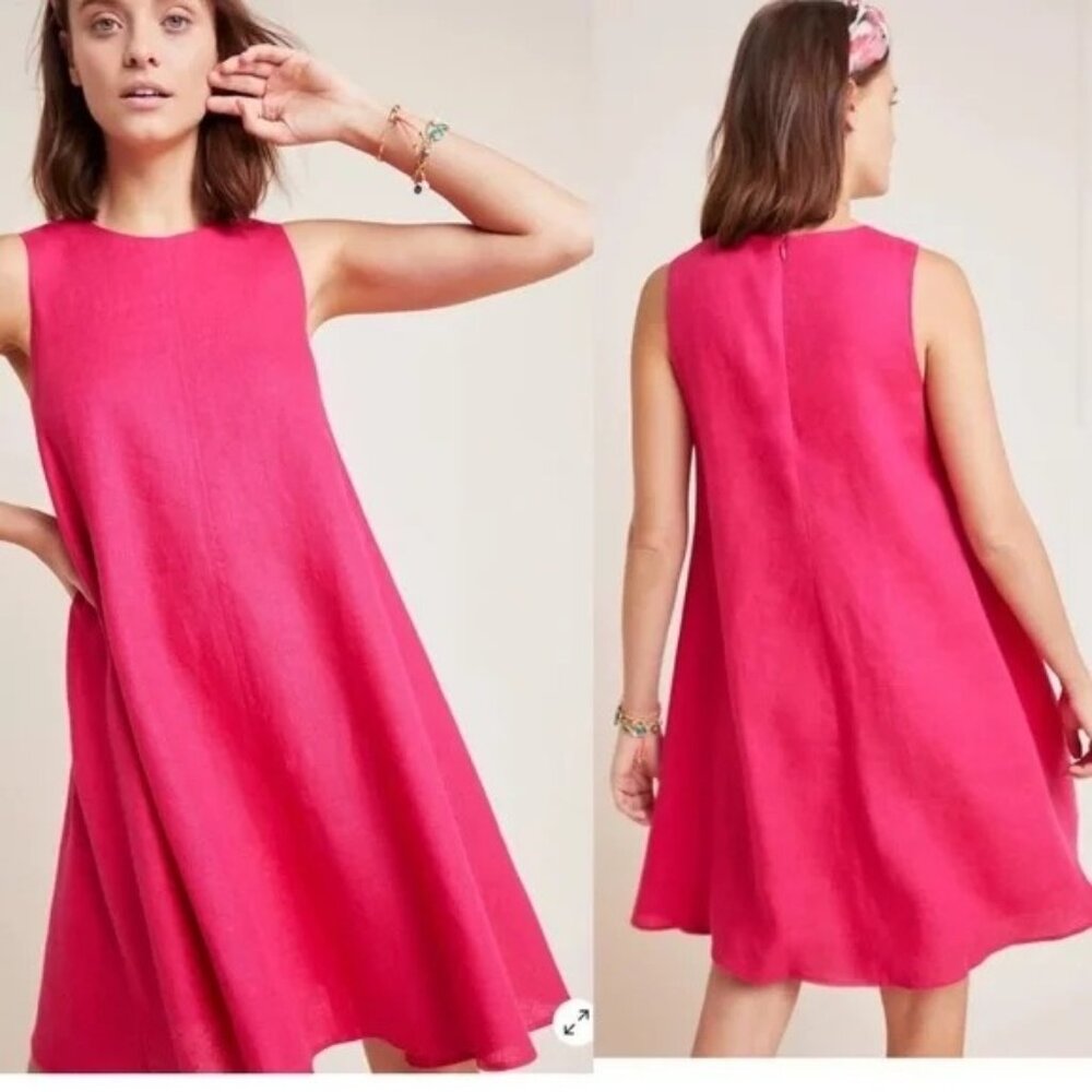 Pink Maeve Melbourne 100% Linen Sleeveless‎ Short Casual Dress XS